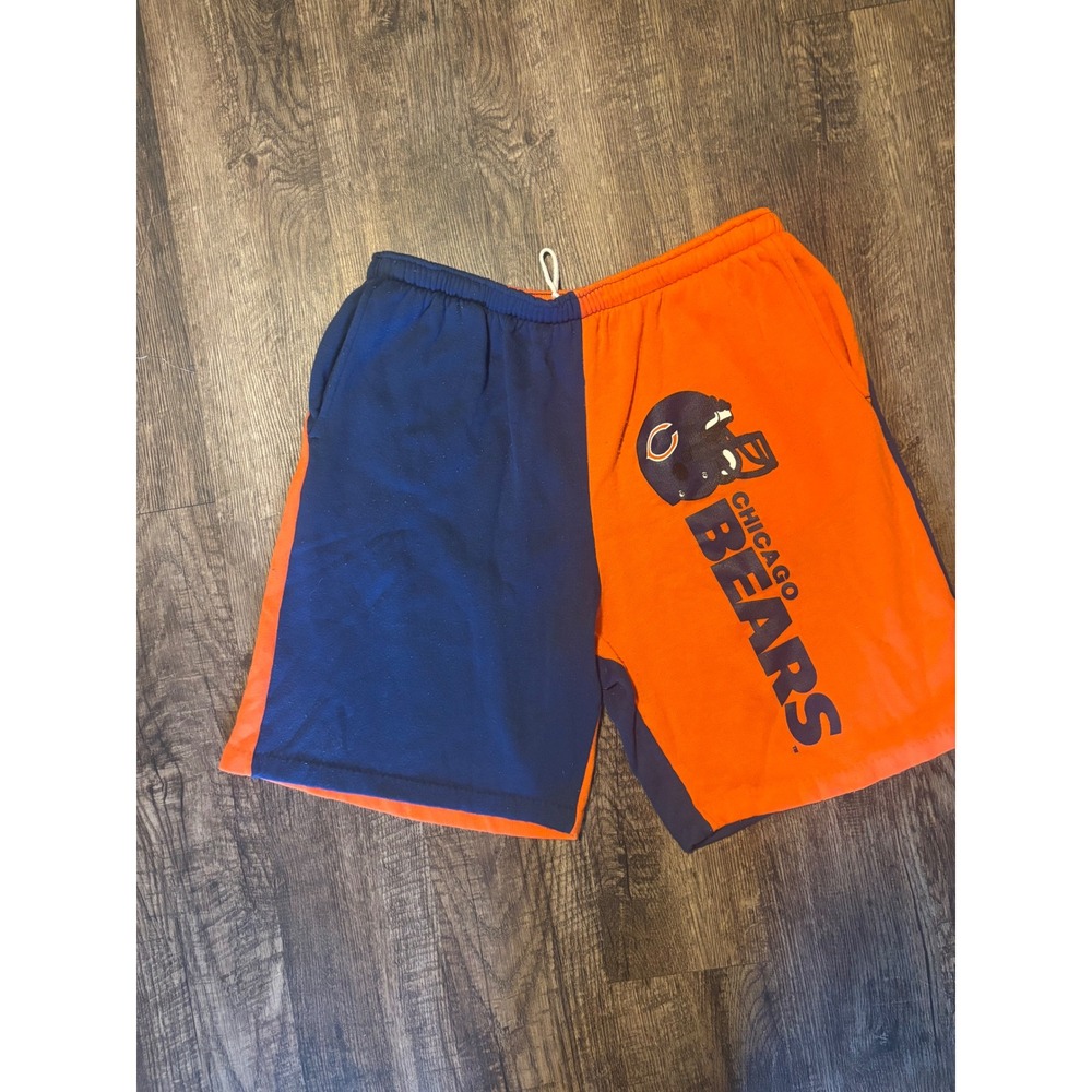 Chicago Bears Shorts Mens Navy Blue Orange Split Color Block Athletic Lounge